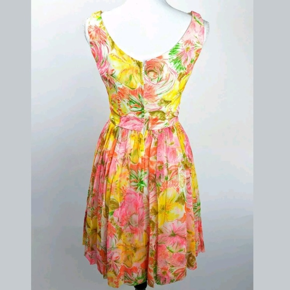 VINTAGE jr.theme 50s Floral Pleated Aline Dress - Picture 3 of 7